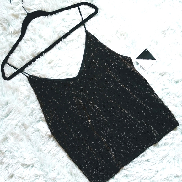 Tops - 💥3/$30 NWT Small Black and Gold Camisole top